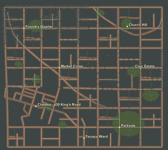 Borough streets, parks, six districts and 430 King's Road